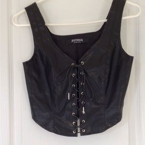 Disturbia faux leather black corset